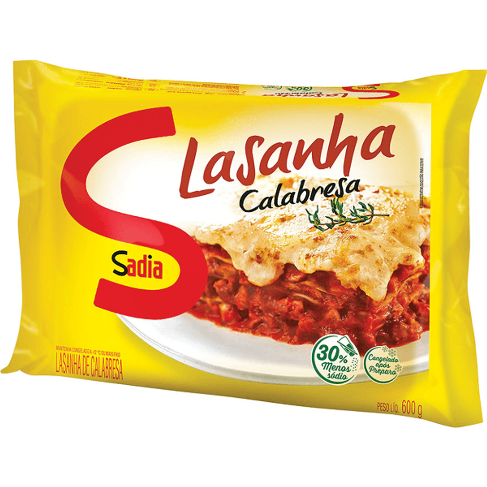 LASANHA SADIA CALABRESA 600G - cordeiro supermercado