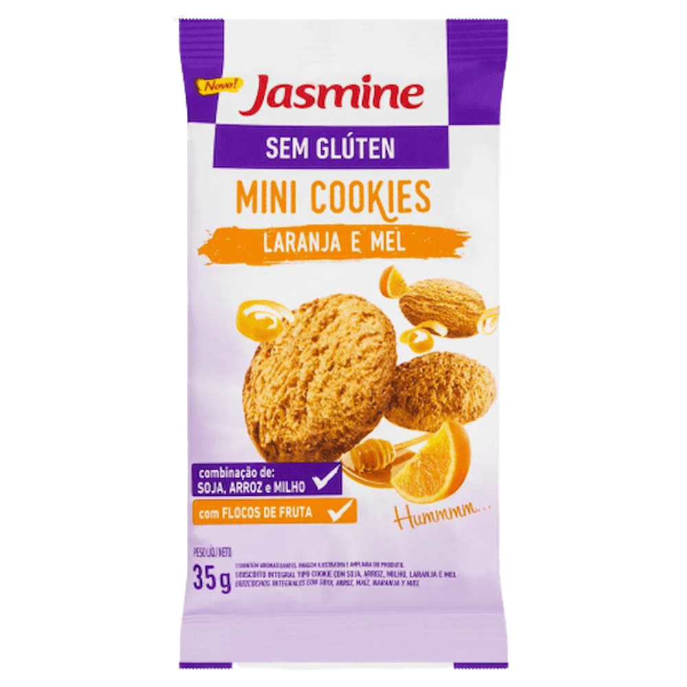 MINI COOKIES SEM GLUTEN JASMINE 35G LARANJA MEL cordeiro supermercado